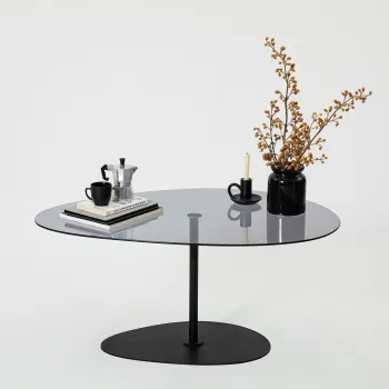 Masuta de cafea, Neostill, Porto, 90x40x60 cm, Sticla temperata, Gri inchis/negru imagine