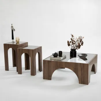 Masuta de cafea, Neostill, Seine, 37x50 cm, Sticla temperata, Transparent/Nuc imagine