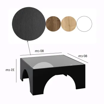 Masuta de cafea, Neostill, Seine, 80x80x35 cm, Blat: 100% STICLA, Negru/Transparent imagine