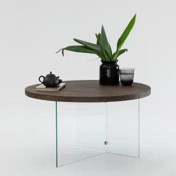 Masuta de cafea, Neostill, Serenity, 70x40 cm, Sticla temperata, Transparent/Nuc imagine