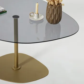 Masuta de cafea, Neostill, Soho, 85x40x67 cm, Sticla temperata, Gri inchis/Auriu imagine