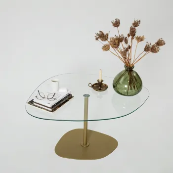 Masuta de cafea, Neostill, Soho, 85x40x67 cm, Sticla temperata, Transparent/Auriu imagine