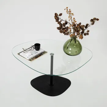 Masuta de cafea, Neostill, Soho, 85x40x67 cm, Sticla temperata, Transparent/Negru imagine