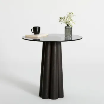 Masuta de cafea, Neostill, Thales, 50x50x50 cm, Sticla temperata, Gri inchis/negru imagine