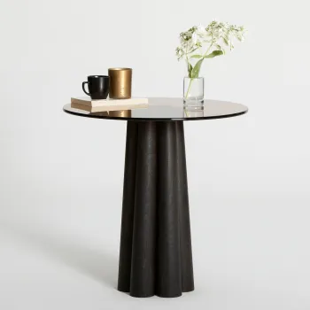 Masuta de cafea, Neostill, Thales, 50x50x50 cm, Sticla temperata, Negru/Bronz imagine