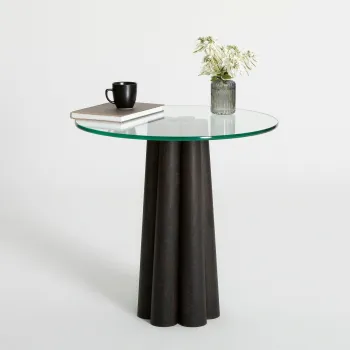 Masuta de cafea, Neostill, Thales, 50x50x50 cm, Sticla temperata, Transparent/Negru imagine