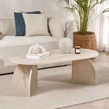 Masuta de cafea, Nordure, Melina, 120x40x60 cm, Travertin imagine