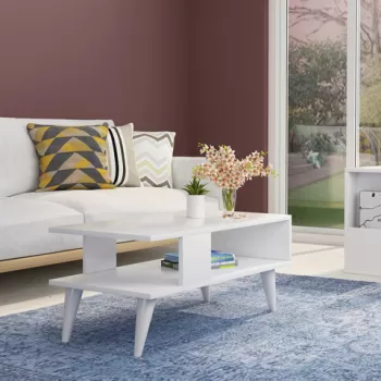 Masuta de cafea, Olivia, Ayca, 90x40x45 cm, PAL , Alb imagine