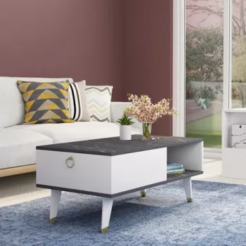 Masuta de cafea, Olivia, Delux, 90x42.4x45 cm, PAL , Alb negru imagine