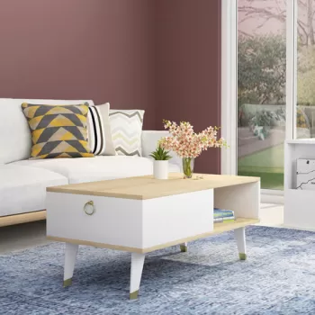 Masuta de cafea, Olivia, Delux, 90x42.4x45 cm, PAL , Safir / Alb imagine