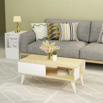 Masuta de cafea, Olivia, Seul, 90x40x45 cm, PAL , Safir / Alb imagine