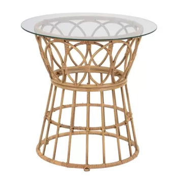 Masuta de cafea Panama, Mauro Ferretti, O 50 x 50 cm, ratan/sticla, maro imagine