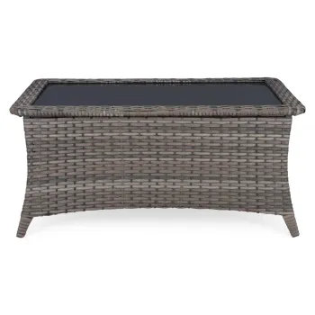 Masuta de cafea pentru gradina Belham, 116x71x53 cm, otel/sticla securizata, gri/negru imagine