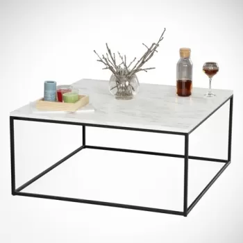 Masuta de cafea Poly Marmo, Comforty, 75x75x43 cm, albnegru imagine