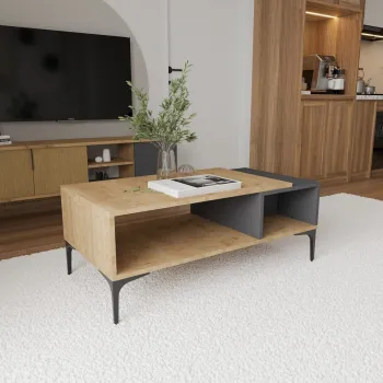 Masuta de cafea, Qualex, Tarz, Antracit / Stejar imagine