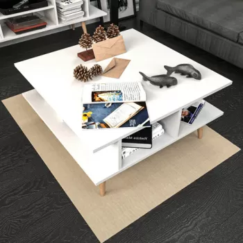 Masuta de cafea, Retricy, Akya Coffee Table, 89x89x44 cm, PAL, Alb imagine