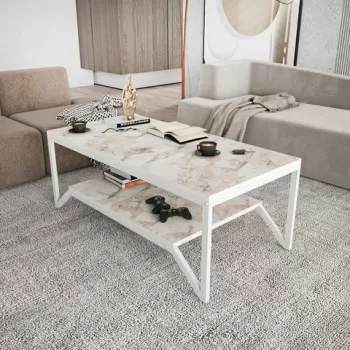 Masuta de cafea, Retricy, Flora, 120x60x45.8 cm, PAL, Alb imagine