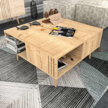 Masuta de cafea, Retricy, Ronas, 89.6x89.6x46.5 cm, PAL, Stejar imagine