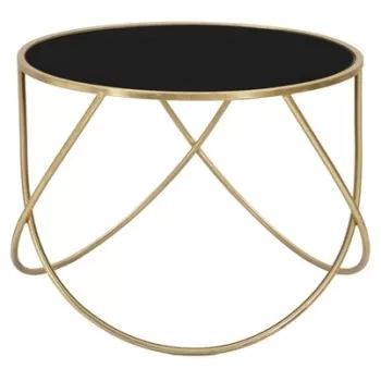 Masuta de cafea Ring, Mauro Ferretti, O60 X 45 cm, fier/oglinda, auriu/negru imagine