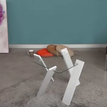 Masuta de cafea Roman Mini, Comforty, 57x57x41 cm, alb stralucitor imagine