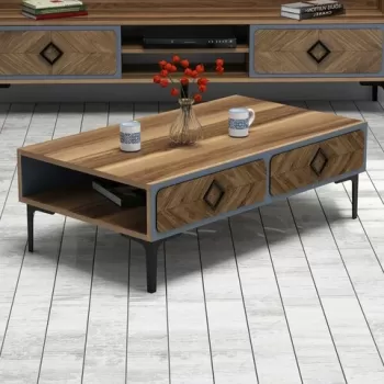 Masuta de cafea Samba Blue, Hommy Craft, 105x60x34,6 cm, aluna/albastru imagine