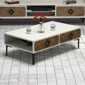 Masuta de cafea Samba Cream, Hommy Craft, 105x60x34,6 cm, aluna/crem imagine