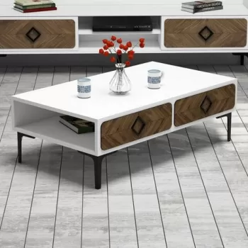 Masuta de cafea Samba White, Hommy Craft, 105x60x34,6 cm, alb/aluna imagine