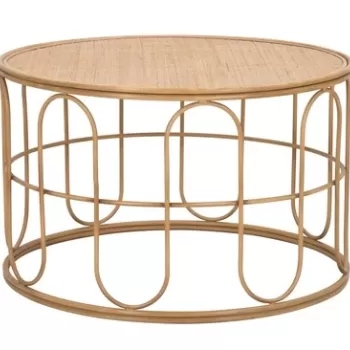 Masuta de cafea Samui, Mauro Ferretti, O 80x50 cm, fier/ratan, natural imagine