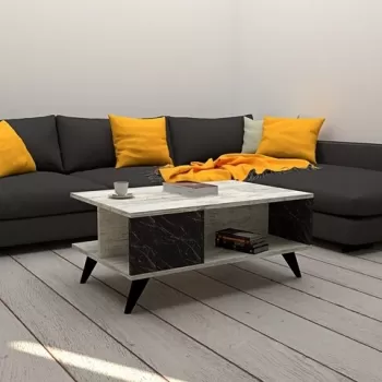 Masuta de cafea Seda, Puqa Design, 90x60x39,5 cm, alb/negru imagine