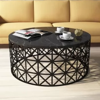 Masuta de cafea Selin Black, Hommy Craft, 90x90x38 cm, negru imagine