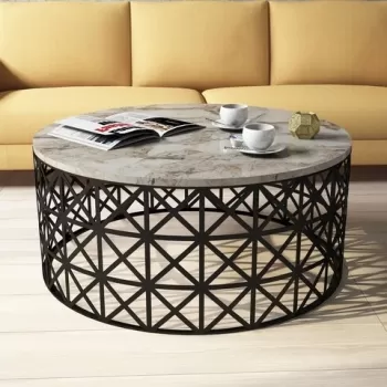 Masuta de cafea Selin White, Hommy Craft, 90x90x38 cm, alb imagine