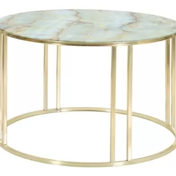 Masuta de cafea Sepa, Mauro Ferretti, O 75x48 cm, fier/sticla, auriu imagine