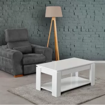 Masuta de cafea Shelf Shiny, Comforty, 104x56x47 cm, alb stralucitor imagine