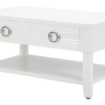 Masuta de cafea, Shine, Mauro Ferretti, 90 x 60 x 47 cm, lemn de brad/MDF/metal, alb imagine