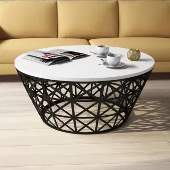 Masuta de cafea Stil Metal, Hommy Craft, 90x90x38 cm, albnegru imagine