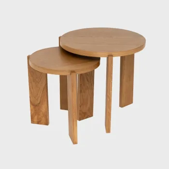 Masuta de cafea Tabula, Homla, 50x45 cm/40x40 cm, furnir de stejar/MDF, maro imagine