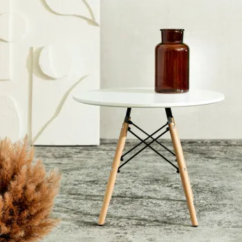 Masuta de cafea Tavolo, Homla, 60x48 cm, lemn/metal, alb/natur imagine