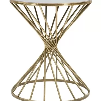 Masuta de cafea, Twisty, Mauro Ferretti, 42x50 cm, fier/sticla, auriu imagine