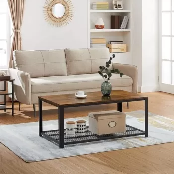 Masuta de cafea, Vasagle, 106.2 x 60.2 x 45 cm, metal/PAL, maro rustic imagine