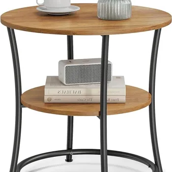 Masuta de cafea, Vasagle, Round, 55x55 cm, max 40 kg, PAL/otel, maro imagine