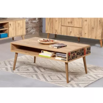 Masuta de cafea, Vella, Viva, 110x45x60 cm, PAL, Pin Atlantic / Negru / Rosu imagine