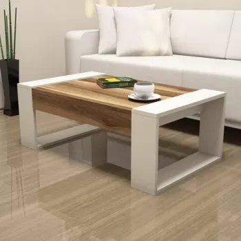 Masuta de cafea Venus, Hommy Craft, 102x60x37.6 cm, crem/maro imagine