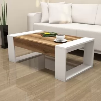 Masuta de cafea Venus Walnut, Hommy Craft, 102x60x38 cm, aluna/alb imagine