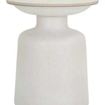 Masuta de cafea White Fush, Mauro Ferretti, 40x40x47 cm, fier/ceramica, alb imagine