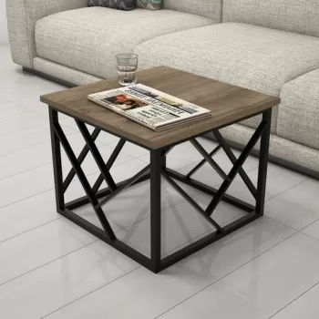 Masuta de cafea Woda Walnut, Puqa Design, 53,5x53,5x41,8 cm, alunametal imagine