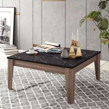 Masuta de cafea, Zena Home, Lorenz, PAL, Nuc / Negru imagine