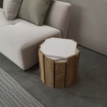 Masuta de cafea, Zena Home, Lori, 44.5x41x44.5 cm, PAL, Alb / Nuc imagine