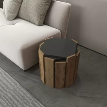 Masuta de cafea, Zena Home, Lori, 44.5x41x44.5 cm, PAL, Antracit / Nuc imagine