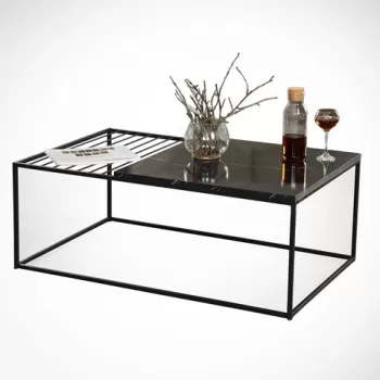 Masuta de cafea Zinus Royal, Comforty, 95x55x43 cm, negru/alb imagine