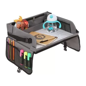 Masuta de calatorii pentru copii U-grow, 40.5x33x4.5 cm, poliester, gri imagine